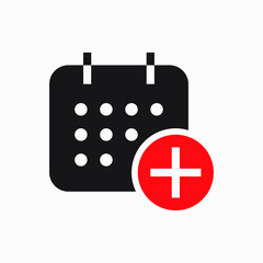 Сalendar with plus line vector minimalistic icon. Date symbol. Appointment day icon for web design. Modern flat organizer icon for app design. Business meeting sign minimal flat linear icons