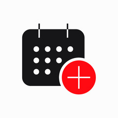 Fototapeta premium Сalendar with plus line vector minimalistic icon. Date symbol. Appointment day icon for web design. Modern flat organizer icon for app design. Business meeting sign minimal flat linear icons