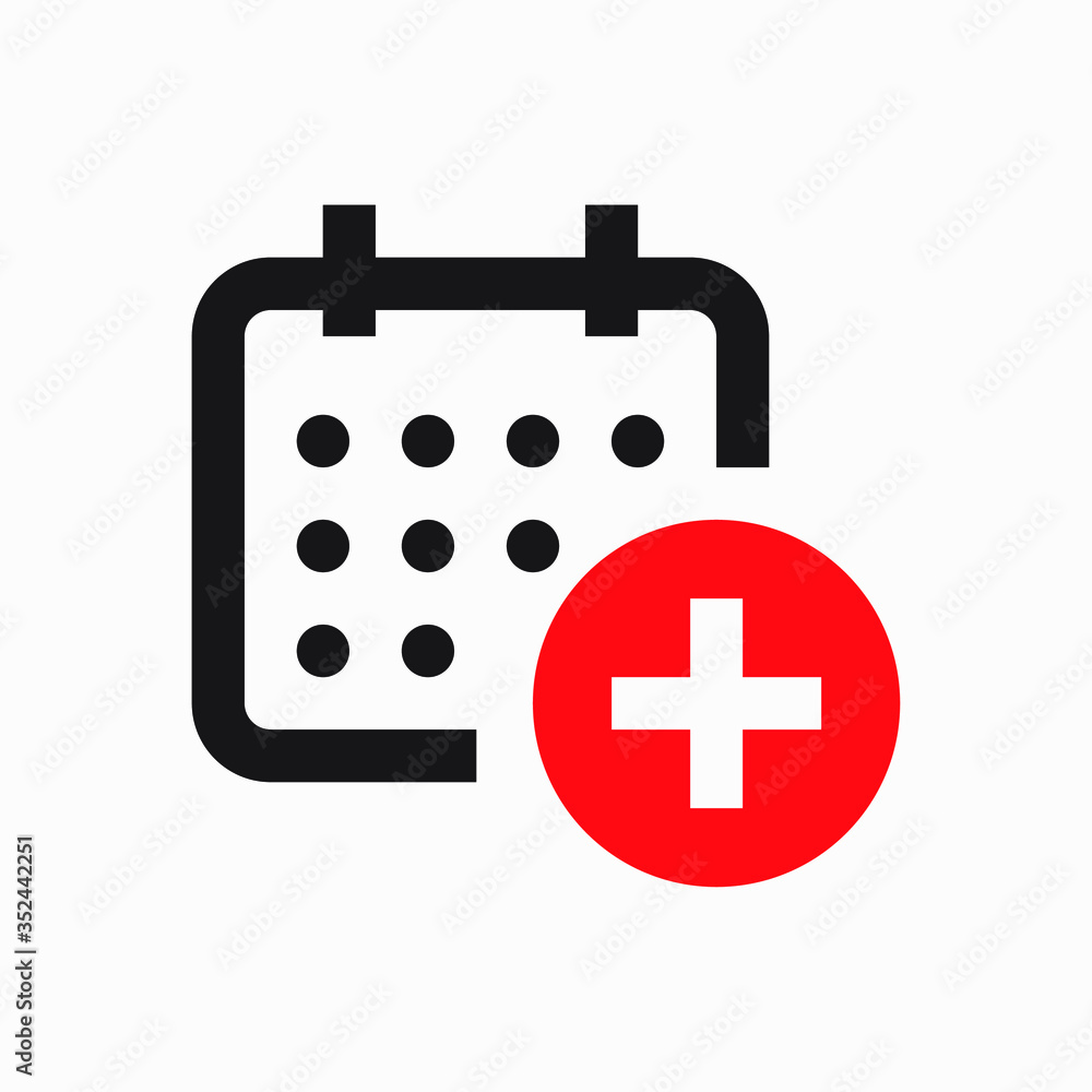 Poster сalendar with plus line vector minimalistic icon. date symbol. appointment day icon for web design. 