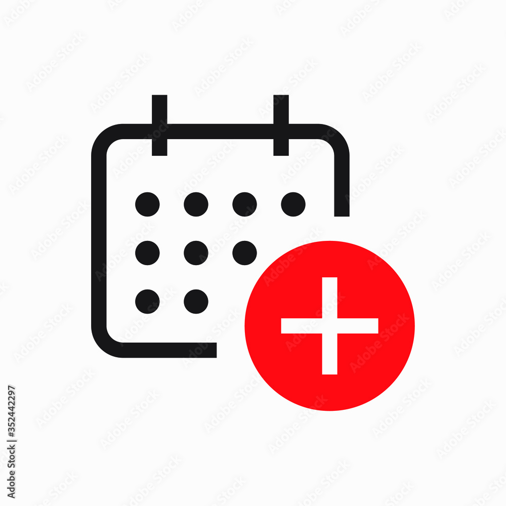 Poster сalendar with plus line vector minimalistic icon. date symbol. appointment day icon for web design. 