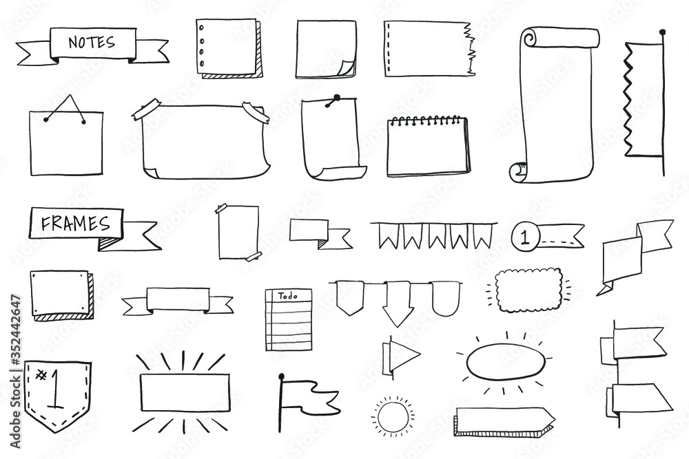 Poster hand drawn visual thinking elements vector set