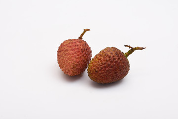 fresh lychee on white background 