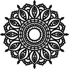 Circular pattern mandala art decoration elements for meditation poster, adult coloring book page, tattoo, henna, mehndi
