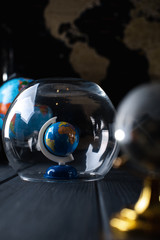 Earth under a glass bell. Quarantine, pandemic concept in the world COVID-19