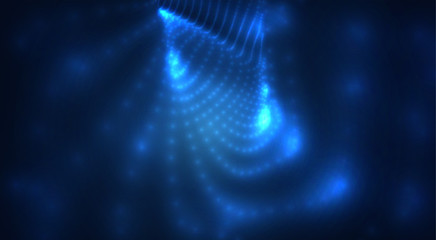 vector blue glowing data stream in virtual space