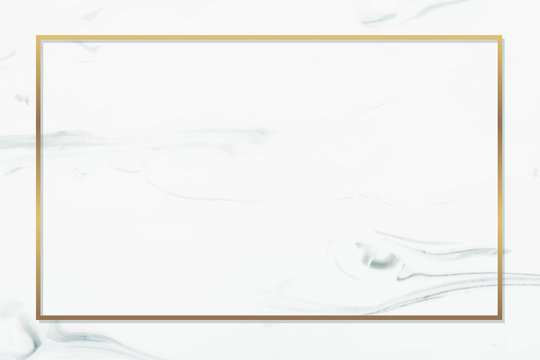 Rectangle gold frame on white marble background vector