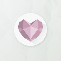 Pink crystal heart badge vector