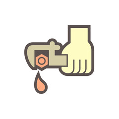 Water leak and wrench repair vector icon design.