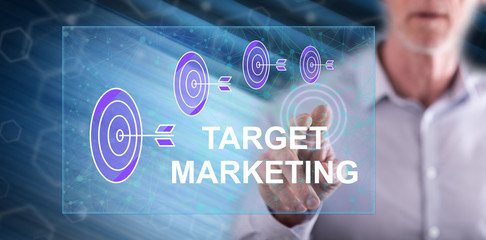 Man touching a target marketing concept