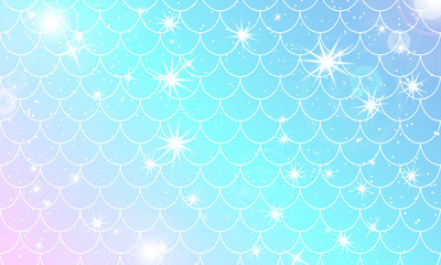 Mermaid kawaii pattern. Fish scale. Vector. © KrikHill