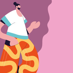 Urban man cartoon with casual cloth vector design
