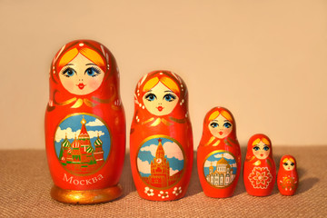 five russian nesting dolls on the table