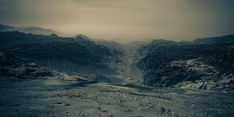 desert landscape in rural Jordan.