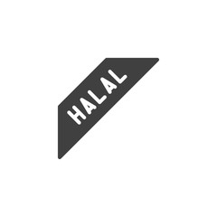 Halal food sticker vector icon. filled flat sign for mobile concept and web design. Halal label glyph icon. Symbol, logo illustration. Vector graphics
