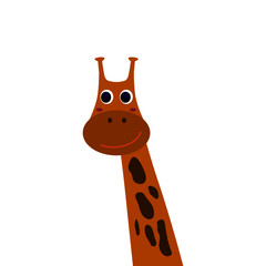 Cute smiling Giraffes art beige on white