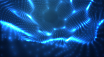 vector blue glowing data stream in virtual space