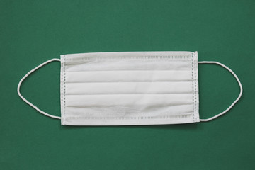 coronavirus mask on green background
