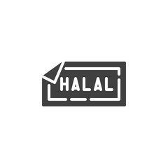 Halal logo vector icon. filled flat sign for mobile concept and web design. Halal label glyph icon. Symbol, logo illustration. Vector graphics