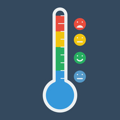 thermometers with emoticon faces, weather forecast icons set