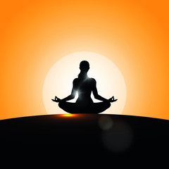International Yoga Day vector illustration, sunrise background. Yoga Day on 21st June.