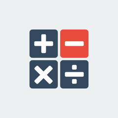 Obraz premium calculator buttons with red minus symbol, vector flat gray icon