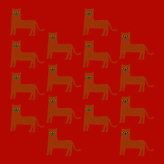Egyptian Cats, on red   GOLD EGYPTIAN CATS