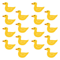 Cute little yellow ducks illustration, on white