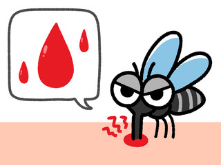 血を吸う蚊と吹き出し　血液