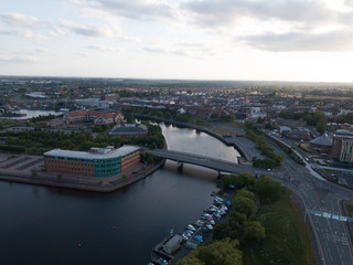 Obraz premium Stockton on Tees drone photos showing the town and the river