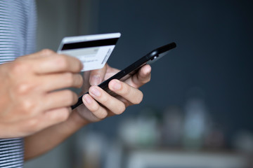 using smartphone and credit card online shopping