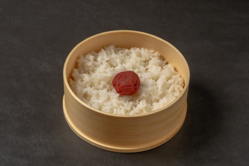 日の丸弁当Umeboshi with rice (Japanese pickles of plum)