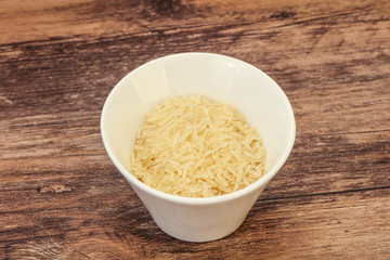 Raw basmati rice in the bowl