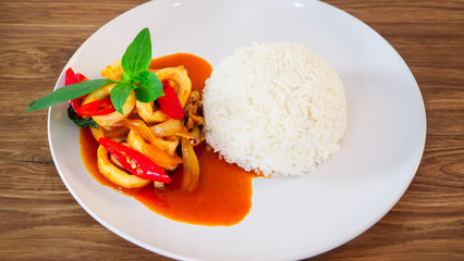 Rice with Fried Squid and Chilli