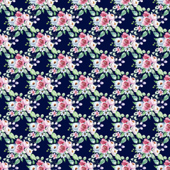Fototapeta na wymiar Seamless pattern with watercolor flowers peonies, repeat floral texture, background hand drawing. Perfectly for wrapping paper, wallpaper, fabric and other printing. 