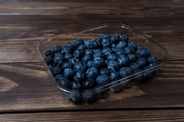 blueberries in packaging from the store.