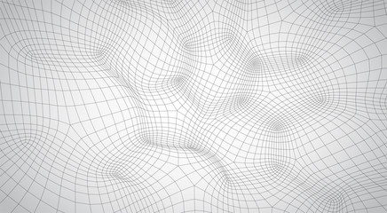 3d vector space from square polygonal meshes, abstract form on a white background