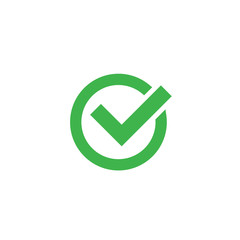 Check mark icon flat green button for wab. Vector