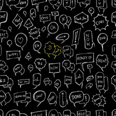Speech Bubble doodle seamless background seamless pattern. Drawing illustration hand drawn vector on chalkboard eps10