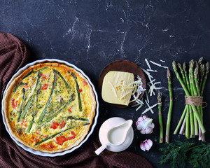 hot quiche with salmon asparagus cheese filling