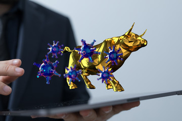 virus market economy digital 3d