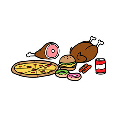Cartoon Various Food Vector Illustration