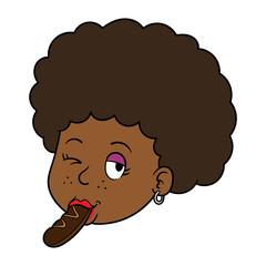 Cartoon Woman Sucking on Chocolate Bar Illustration