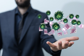 Financial stock graph has down from virus corona outbreak..