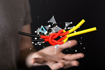 Abstract of germany map network, internet and global connection concept, Wire Frame 3D