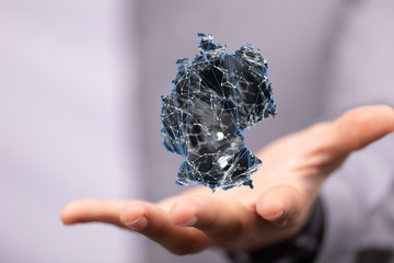 Abstract of germany map network, internet and global connection concept, Wire Frame 3D