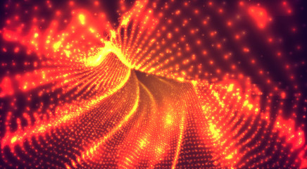 vector orange with red stream of luminous particles