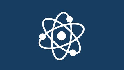 White atom icon on aqua dark background,best atom icon