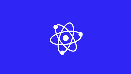 Science icons,New atom icon on blue background,atom icon