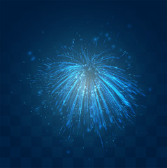 vector blue fireworks, explosion on a dark blue background with mosaic, easy editable design