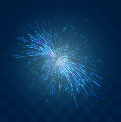 Fototapeta premium vector blue fireworks, explosion on a dark blue background with mosaic, easy editable design
